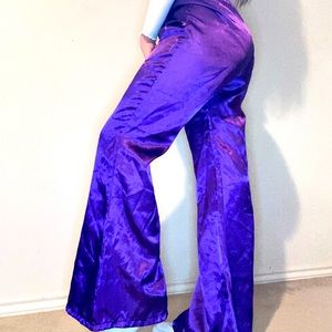 Purple Silk High Waisted flare planets size large
